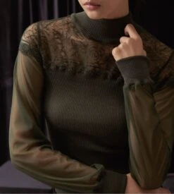 Top Manches Longues Laine & Soie Manches Tulle Bosco