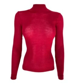 Pull Col Montant Laine & Soie Rouge