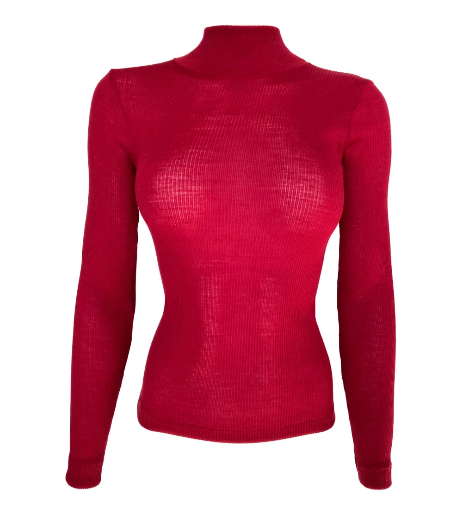 Pull Col Montant Laine & Soie Rouge 3 Pull Col Montant Laine & Soie Rouge