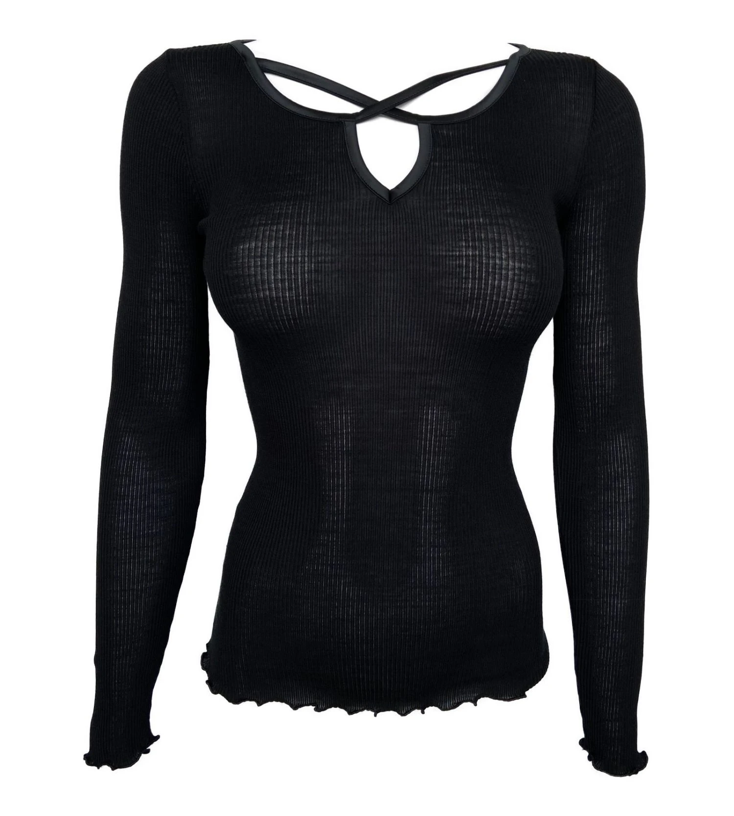 Top Manches Longues Laine & Soie Noir 3 Top Manches Longues Laine & Soie Noir