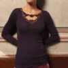 Top à Manches Longues Laine & Soie Mirtillo -Lingerie Sipp top ml macrame 666 mirtillo