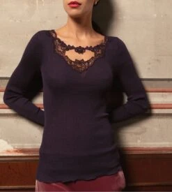 Top à Manches Longues Laine & Soie Mirtillo