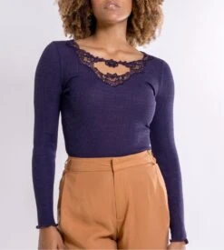 Top à Manches Longues Laine & Soie Mirtillo 12 Top à Manches Longues Laine & Soie Mirtillo -Lingerie Sipp top ml macrame 666 mirtillo 4
