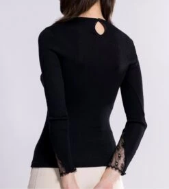 Top En Laine & Soie Avec Dentelle Chantilly Noir -Lingerie Sipp top ml tulle brode noir 1