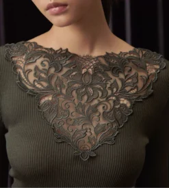 Top Manches Longues Laine & Soie Décolleté Macramé Bosco