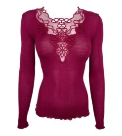 Top Laine & Soie Décolleté Macramé Sangria