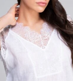 Top Sans Manches En Lin Décolleté Dentelle Blanc -Lingerie Sipp top sans manches lin et dentelle blanc 2