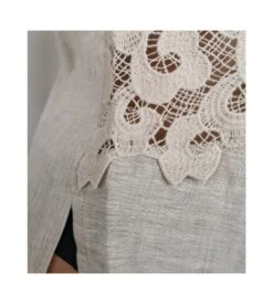 Oscalito Top Sans Manches en Lin et Macramé – Coloris Ficelle, Haut de Gamme Italien -Lingerie Sipp top sans manches lin et macrame 317 ficelle 5