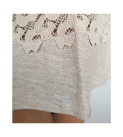 Oscalito Top Sans Manches en Lin et Macramé – Coloris Ficelle, Haut de Gamme Italien -Lingerie Sipp top sans manches lin et macrame 317 ficelle 6