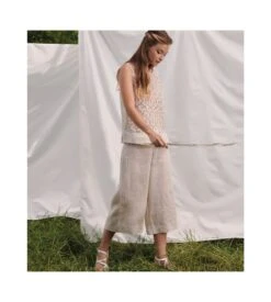 Oscalito Top Sans Manches en Lin et Macramé – Coloris Ficelle, Haut de Gamme Italien -Lingerie Sipp top sans manches lin et macrame 317 ficelle 8