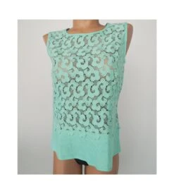 Top Sans Manches Lin Et Macramé Menthe -Lingerie Sipp top sans manches lin et macrame 930 menthe 2