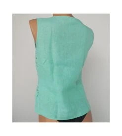 Top Sans Manches Lin Et Macramé Menthe -Lingerie Sipp top sans manches lin et macrame 930 menthe 3