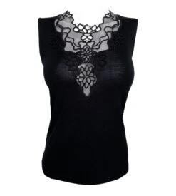 Top Sans Manches Laine & Soie Noir