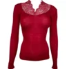 Pull Laine & Soie Avec Dentelle Rouge