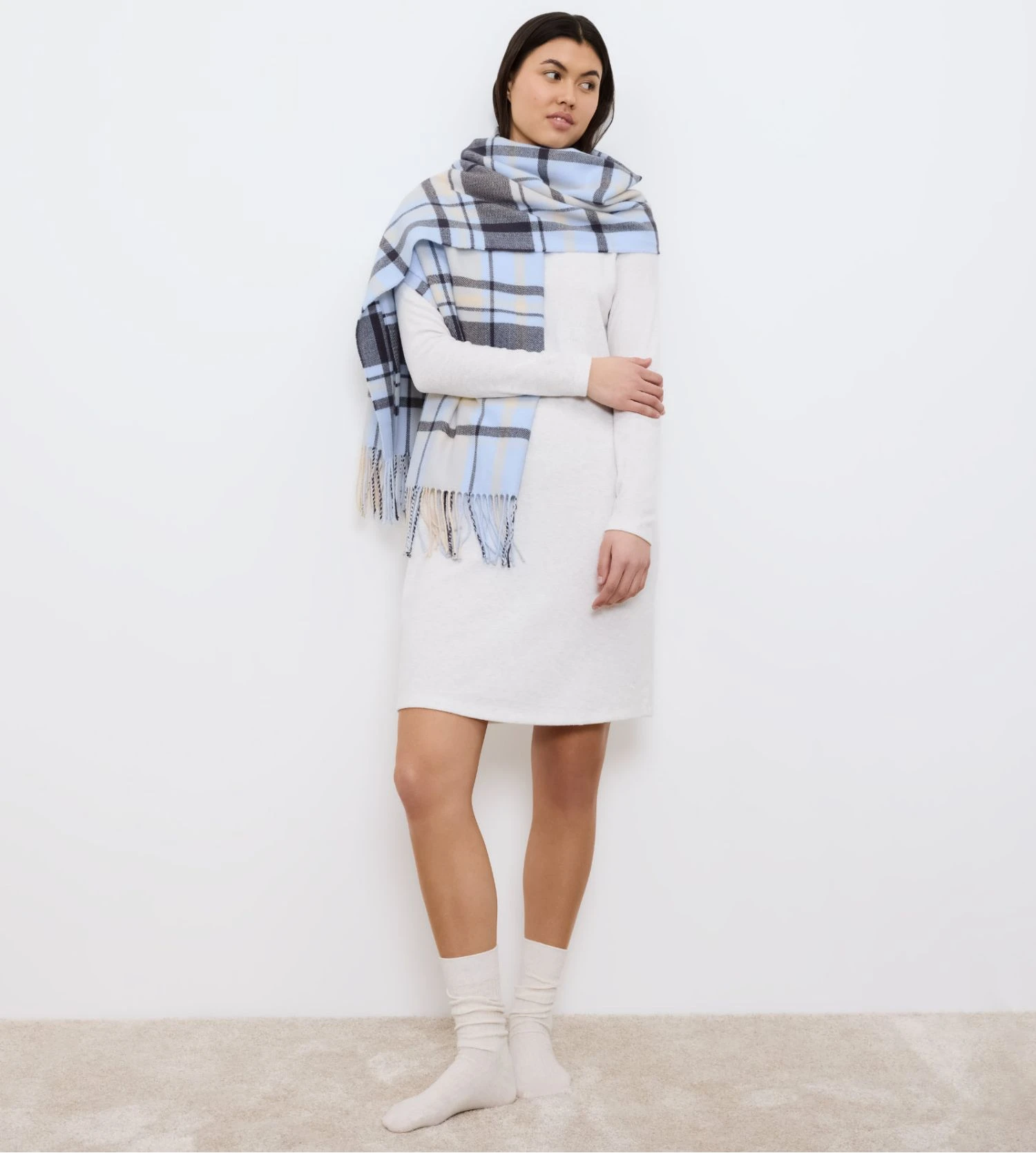 Triumph Écharpe à Carreaux Bleu/crème 8 Triumph Écharpe à Carreaux Bleu/crème – Image 6