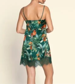 Lise Charmel Tropique en Fleurs Vert Tropical – Imprimé Floral et Dentelle Nuisette en Soie -Lingerie Sipp tropique en fleurs nuisette charme nature tropic 2