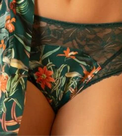 Culotte Haute En Dentelle Verte Et Imprimé Floral Tropique En Fleurs Nature Tropic -Lingerie Sipp tropique en fleurs slip haut nature tropic 2