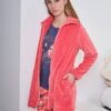 Veste D'intérieur 3/4 Femme Zippée Orange -Lingerie Sipp veste dame 3 4 zipee velours orange