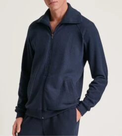 Calida RMX Lounge Time Off - Veste Zippée Chaude Homme en Maille Jeans Chiné -Lingerie Sipp veste h zipee chaude 709 jeans mel 4