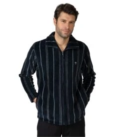 Veste Polaire Homme Massana Bleu Marine à Rayures Verticales – Gilet d'Intérieur Doux Zippé -Lingerie Sipp veste polaire bleu pour homme 3