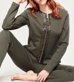 Veste Zippée Avec Dentelle Forest Night