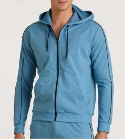 Calida Veste Zippée à Capuche Remix Lounge Leisure Niagara Blue – Homewear Premium en Coton Doux -Lingerie Sipp veste zipee jogging 375 niagara blue 3