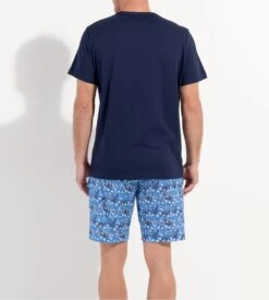 Pyjama Court HOM Vibe Bleu – Ensemble T-shirt Col V et Short Imprimé Cachemire -Lingerie Sipp vibe pyj h court u p0bi blue print bleu 5