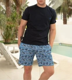 Pyjama Court HOM Vibe Bleu – Ensemble T-shirt Col V et Short Imprimé Cachemire -Lingerie Sipp vibe pyj h court u p0bi blue print bleu 7