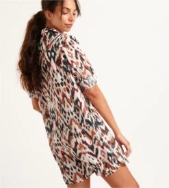 LIVIA Chemise de Plage Nolie Voil Bangka Chocolat – Tunique Longue à Imprimé Ethnique -Lingerie Sipp voilbangka chemise ml bout chocolat ziw98 2