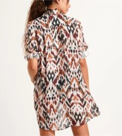 LIVIA Chemise de Plage Nolie Voil Bangka Chocolat – Tunique Longue à Imprimé Ethnique -Lingerie Sipp voilbangka chemise ml bout chocolat ziw98 5