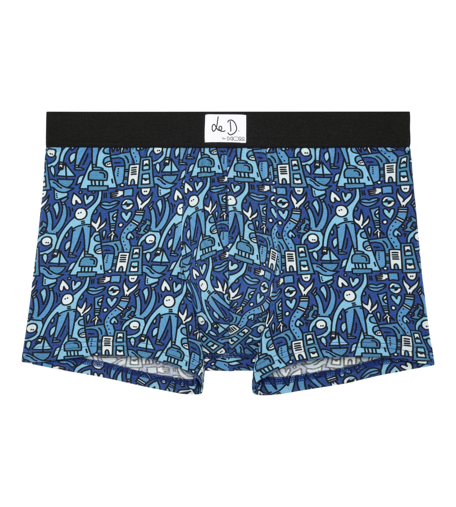 Boxer Homme Hom Édition Limitée Voyages x Le D. – Motifs Festifs Bleus en Modal et Coton 4 Boxer Homme Hom Édition Limitée Voyages x Le D. – Motifs Festifs Bleus en Modal et Coton – Image 2