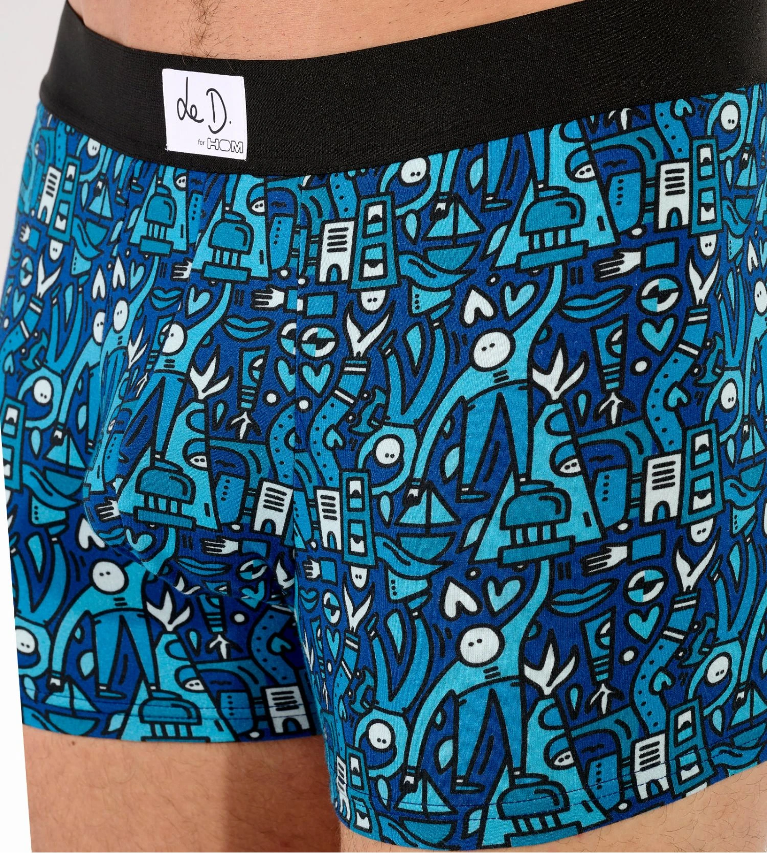 Boxer Homme Hom Édition Limitée Voyages x Le D. – Motifs Festifs Bleus en Modal et Coton 5 Boxer Homme Hom Édition Limitée Voyages x Le D. – Motifs Festifs Bleus en Modal et Coton – Image 3