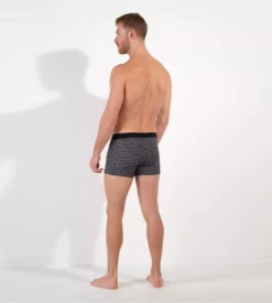 Hom Boxer HO1 Waldorf Gris – Imprimé Géométrique en Coton Modal à Ouverture Horizontale
