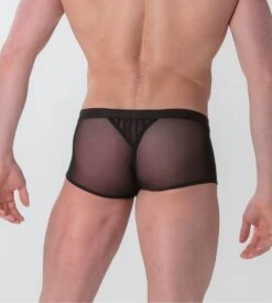 WOH - Boxer Homme en Tulle Noir Transparent à Rayures - Personnal Allure -Lingerie Sipp woh personnal allure boxer h 0004 black noir 2
