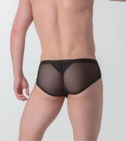 WOH Slip Mini en Tulle Noir Personnal Allure – Lingerie Masculine Sexy à Rayures -Lingerie Sipp woh personnal allure mini noir 2