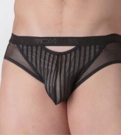 WOH Slip Mini en Tulle Noir Personnal Allure – Lingerie Masculine Sexy à Rayures -Lingerie Sipp woh personnal allure mini noir 3
