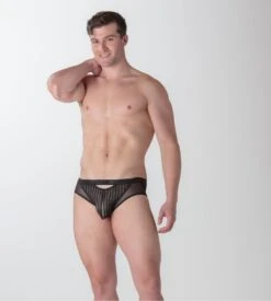 WOH Slip Mini en Tulle Noir Personnal Allure – Lingerie Masculine Sexy à Rayures -Lingerie Sipp woh personnal allure mini noir 5