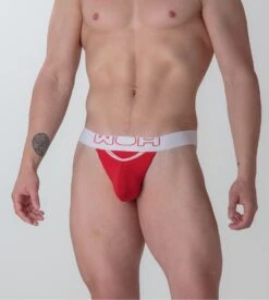 G-string Homme Sexy Fun Rouge WOH – Coton Doux avec Ouverture Horizontale HO1